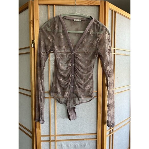 Free People Tops - NWoT Free People Intimately Bodysuit Lace L/S Button, Snap Crotch